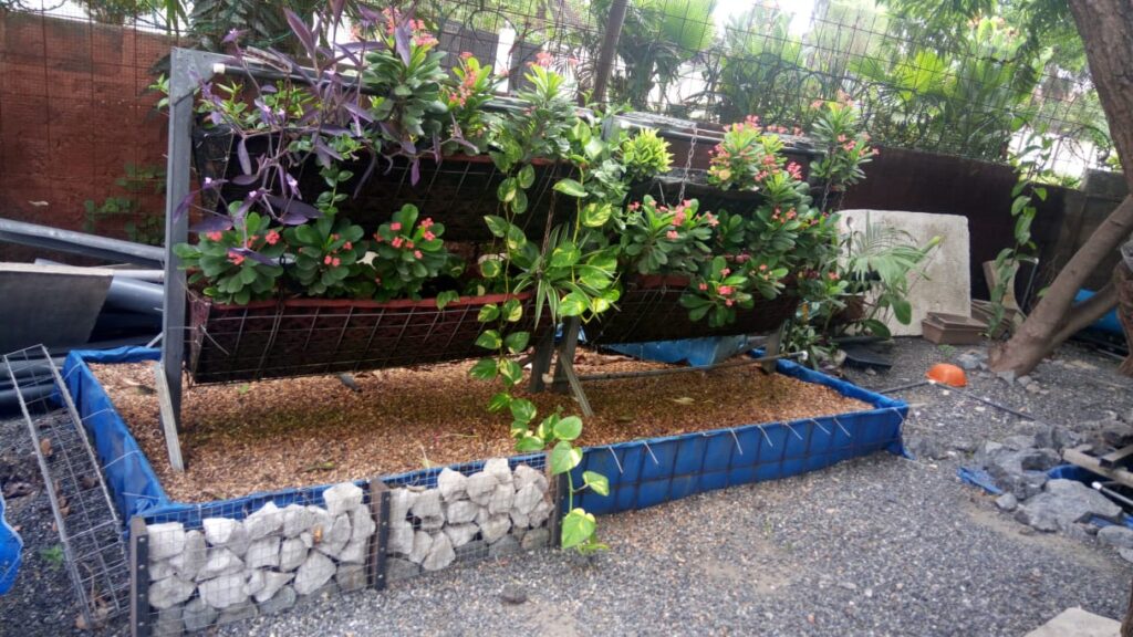 Vertical garden and sand filter